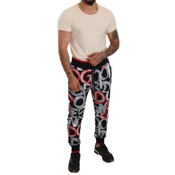Dolce & Gabbana Black Joggers Cotton Graffiti Print Pants - Picture 4 of 4